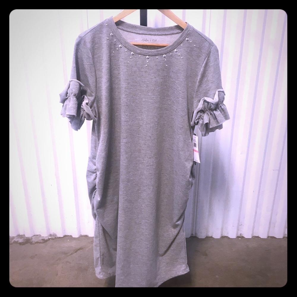 NWT Flutter and Kicks Grey Jersey Maternity Dress